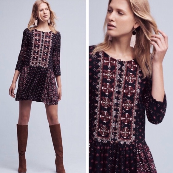 ANTHROPOLOGIE | VANESSA VIRGINIA KALEIDOSCOPE EMBROIDERED MINI DRESS SMALL - Picture 2 of 8